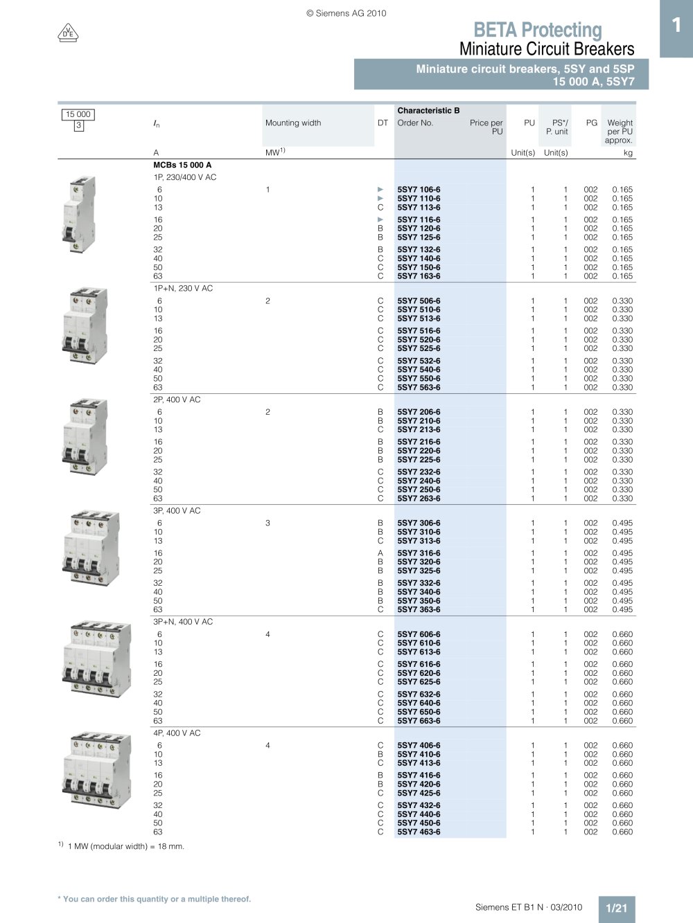 Contactor Siemens Catalogue