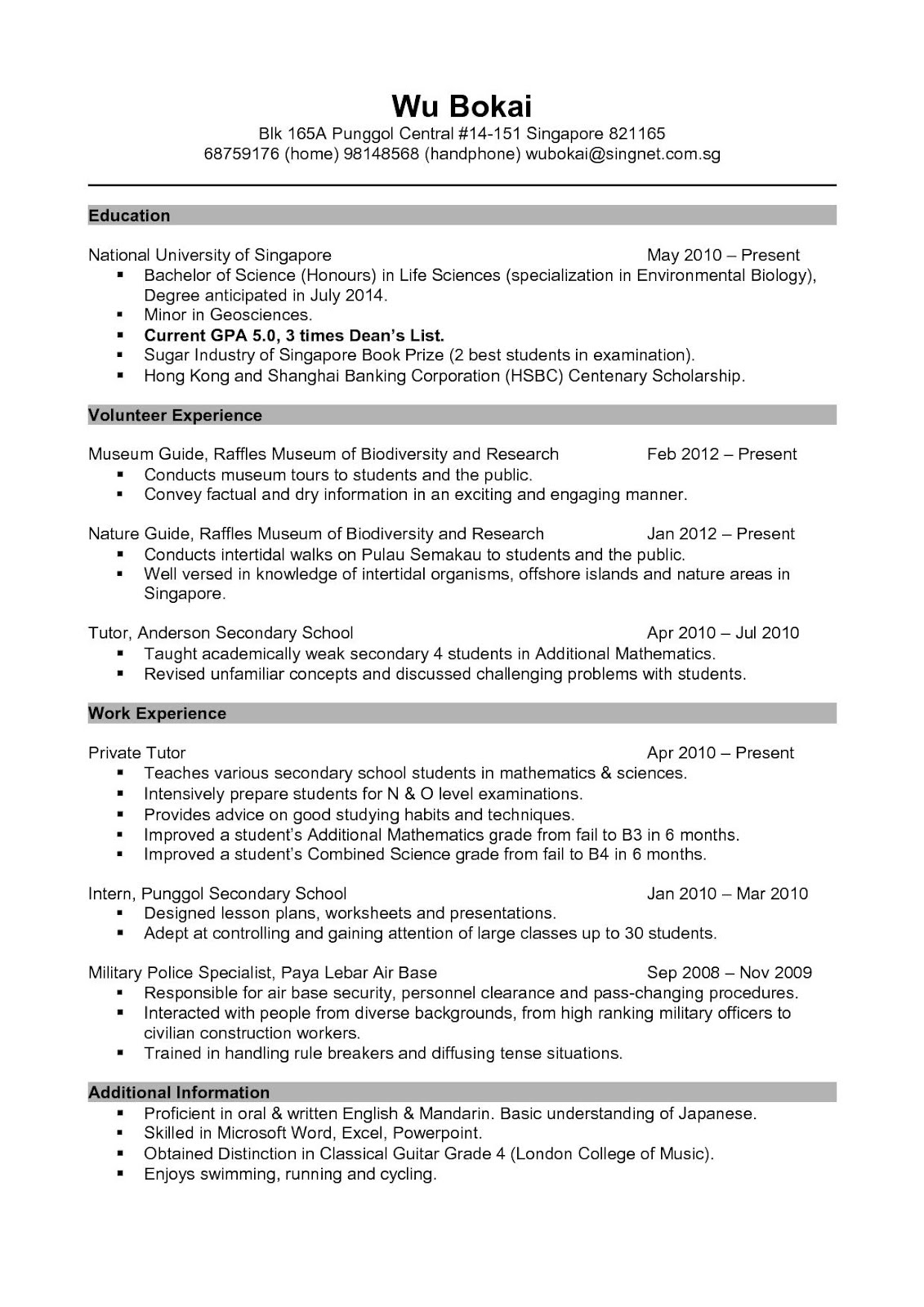 Coursework Resume