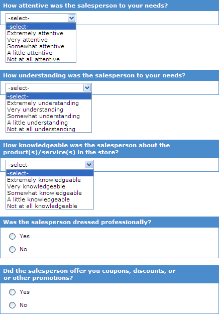 Customers Satisfaction Questionnaire