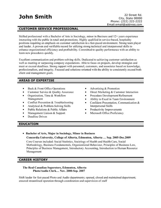 Customers Service Resume