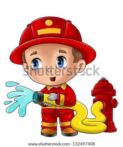 Cute Firefighter Cartoon