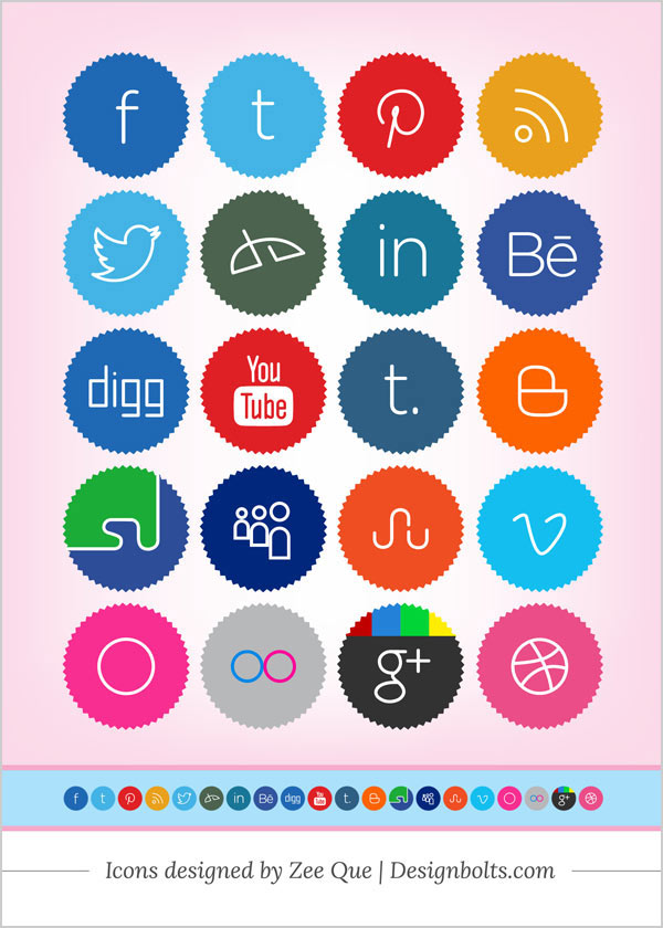 Cute Social Media Buttons For Blogger