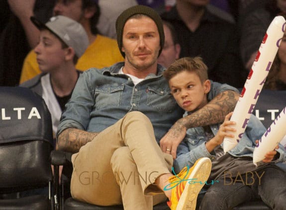 David Beckham Kids At Lakers Game