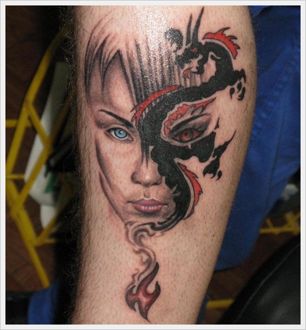 Dragon Tattoo On Leg