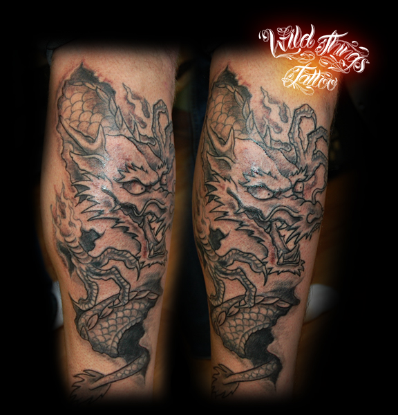 Dragon Tattoo On Leg