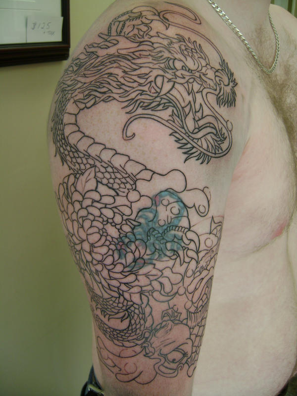 Dragon Tattoo Sleeve Black And White