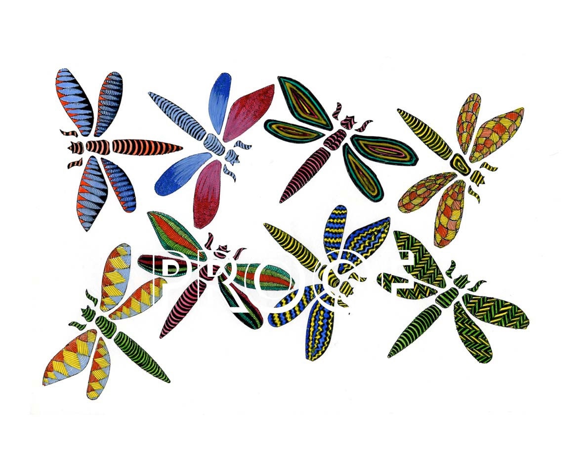 Dragonfly Drawings With Flowers