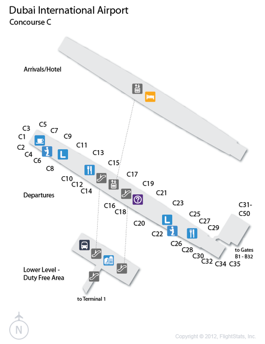 Dubai Airport Map Concourse A