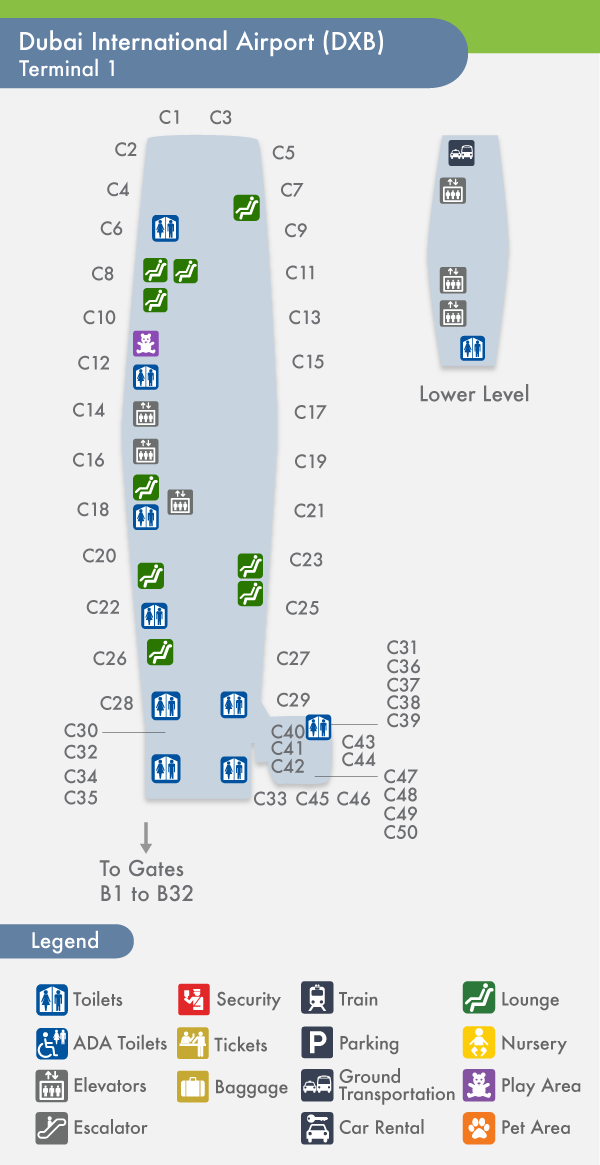 Dubai Airport Map Terminal 1