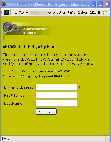 Email Signup Form Code