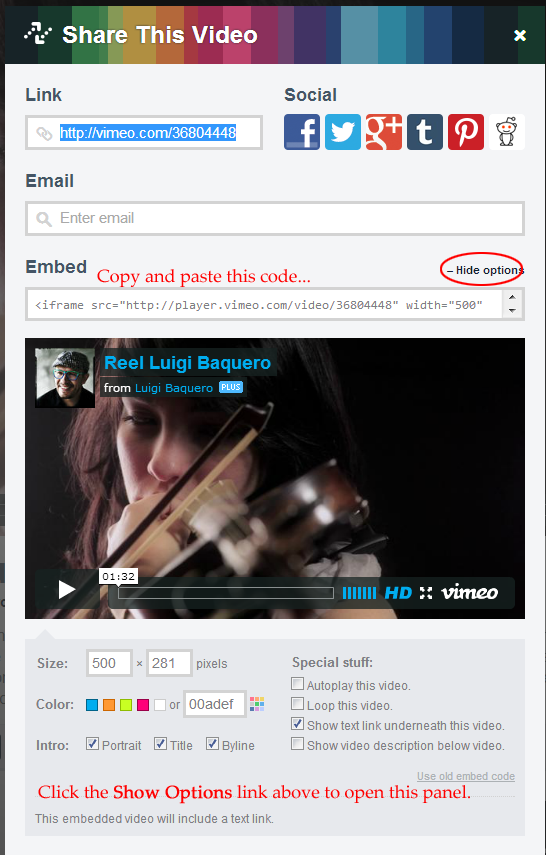 Embed Code Vimeo