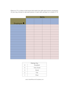 Employee Skills Matrix Template