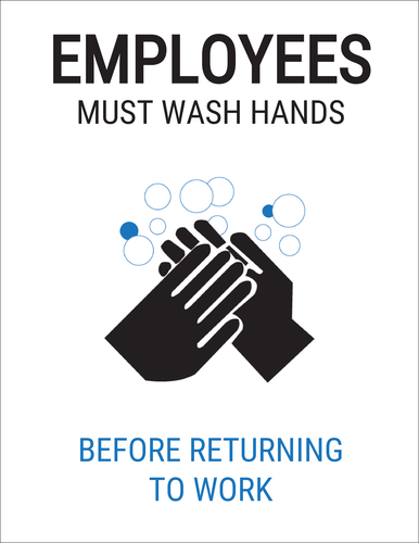 Employees Must Wash Hands Before Returning To Work Sign