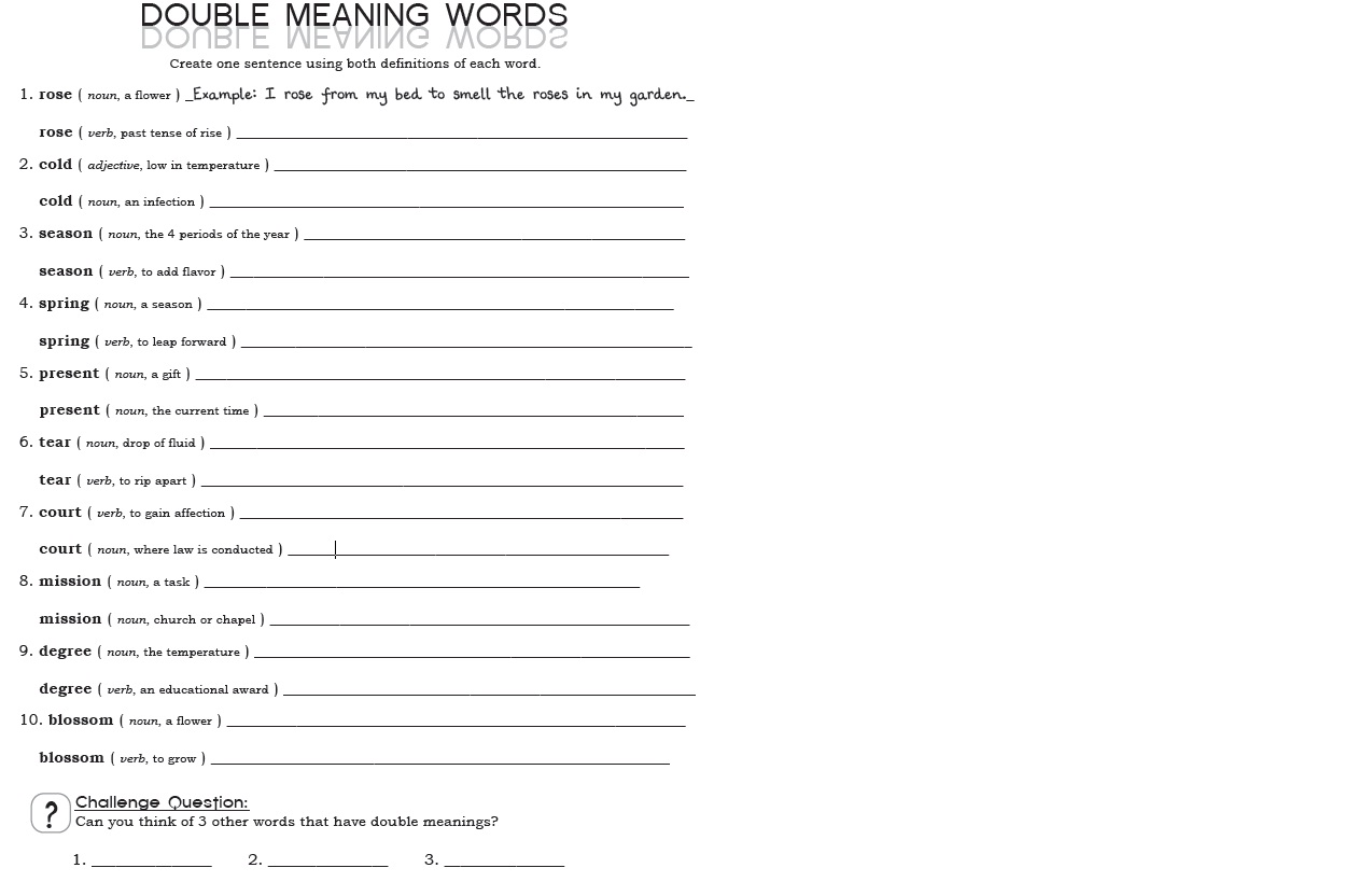 English Homework Sheets Year 5