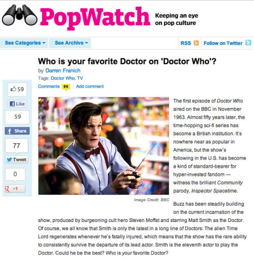 Entertainment Weekly Cover Doctor Who