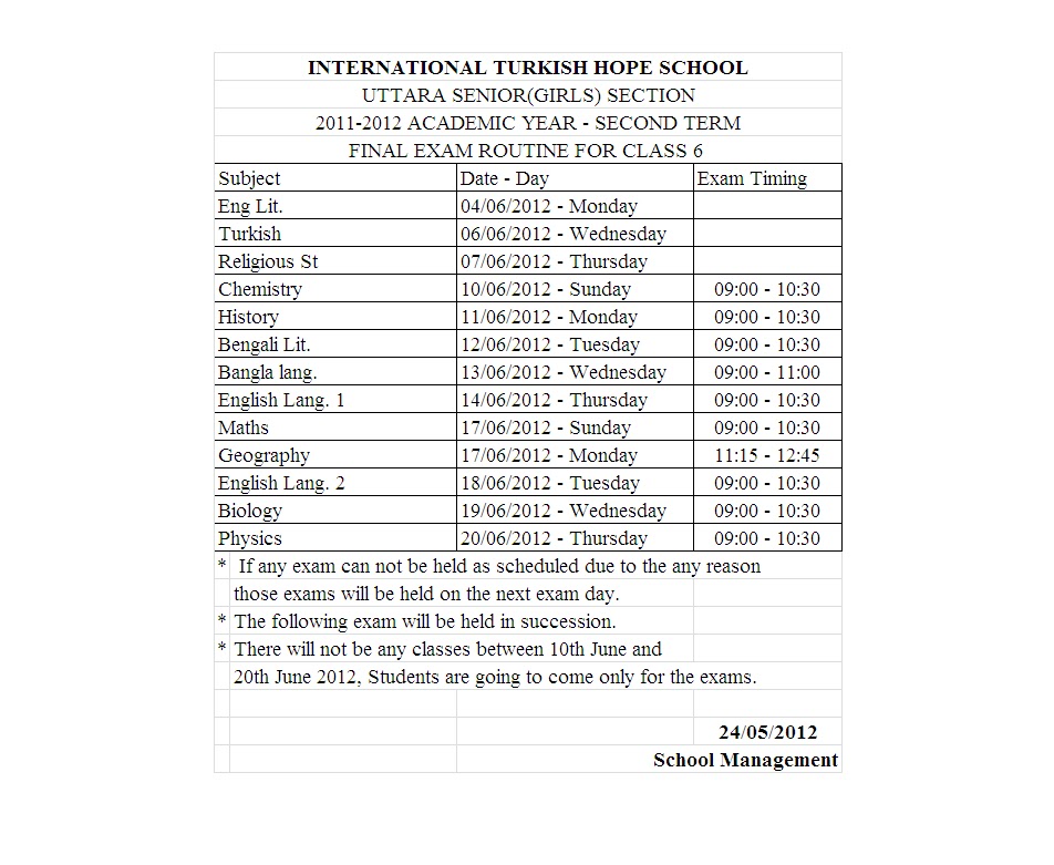 Exams Timetable Mq