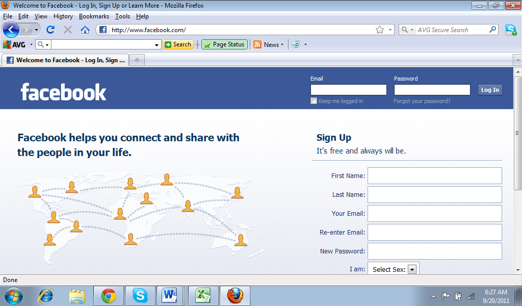 Facebook Sign Up Page