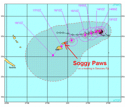 Fiji Cyclone Evan Map