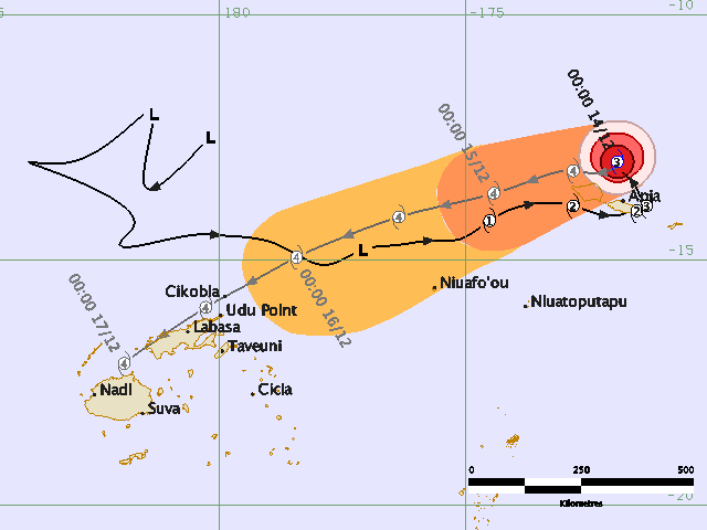 Fiji Cyclone Evan Track