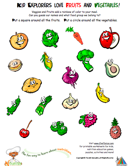 Five Food Groups For Kids Worksheets