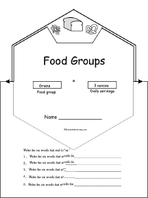 Five Food Groups For Kids Worksheets