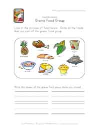 Food Groups Worksheets For Kindergarten