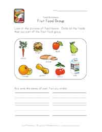 Food Groups Worksheets For Kindergarten