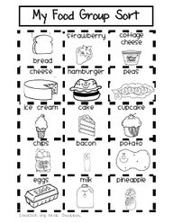 Food Groups Worksheets For Kindergarten