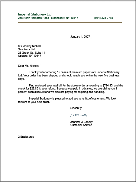 Formal Business Letter Format Example