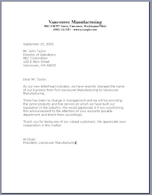 Formal Business Letter Template Word