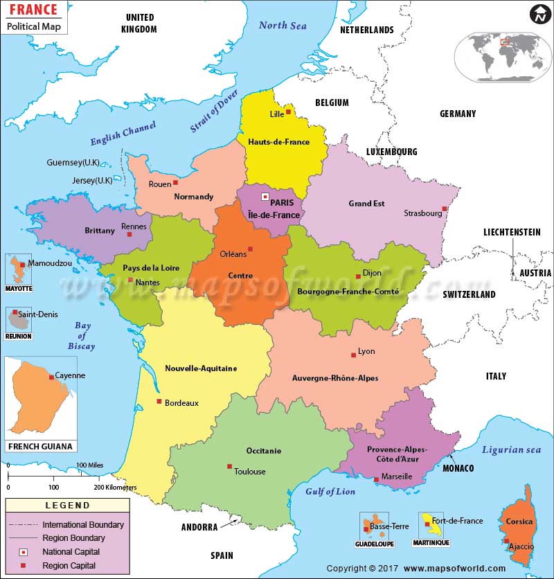 France Map Regions In English