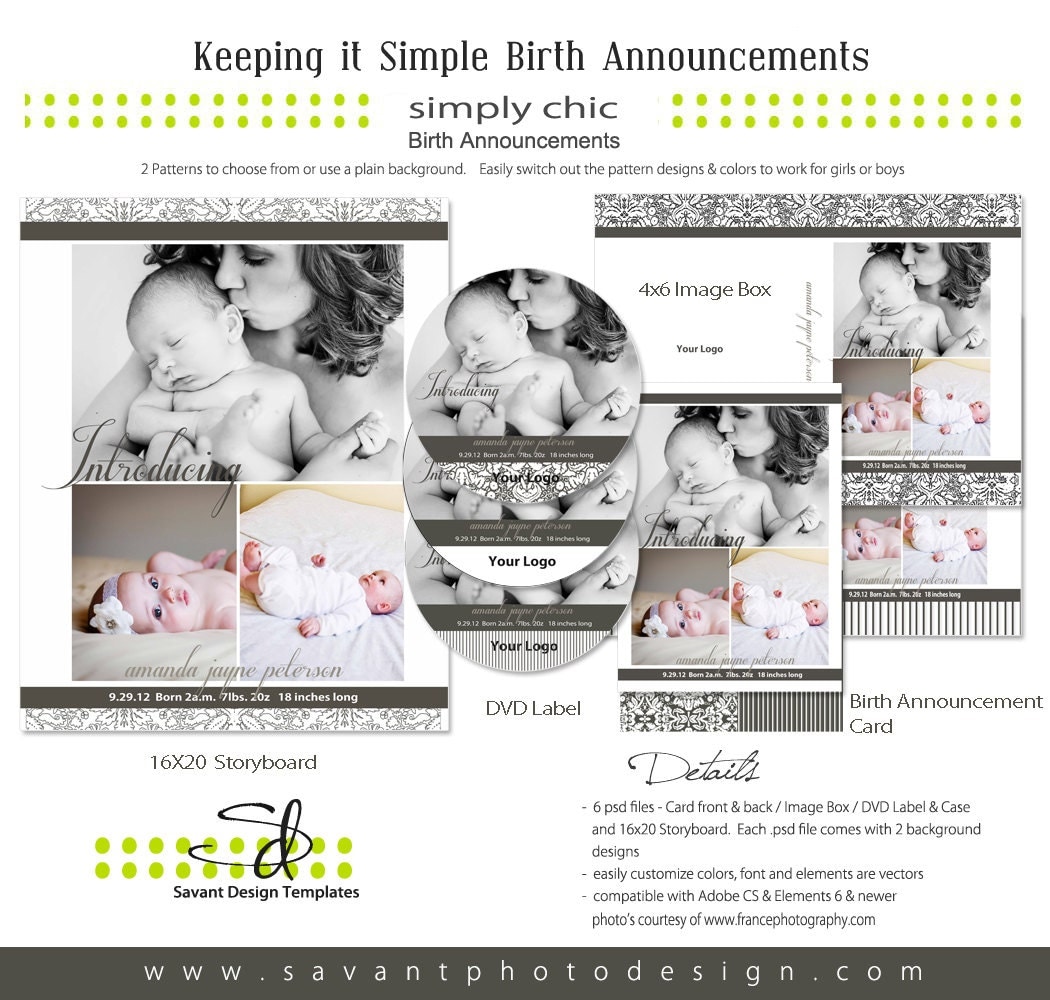 Free Birth Announcement Templates For Photographers