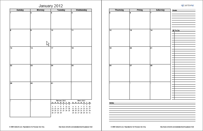 Free Blank Calendars To Print