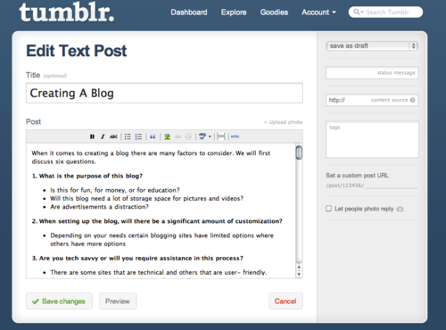 Free Blogging Sites Like Tumblr