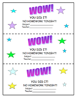 Free Homework Pass Printable