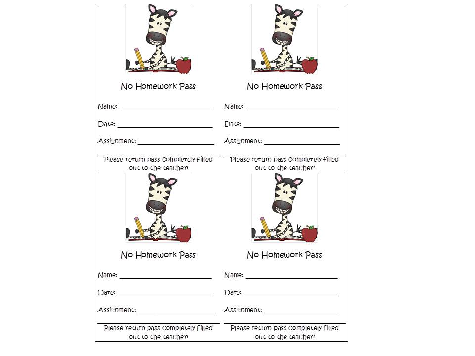 Free Homework Pass Printable