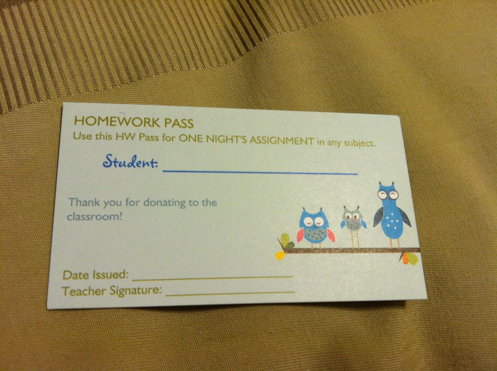 Free Homework Pass Template Print