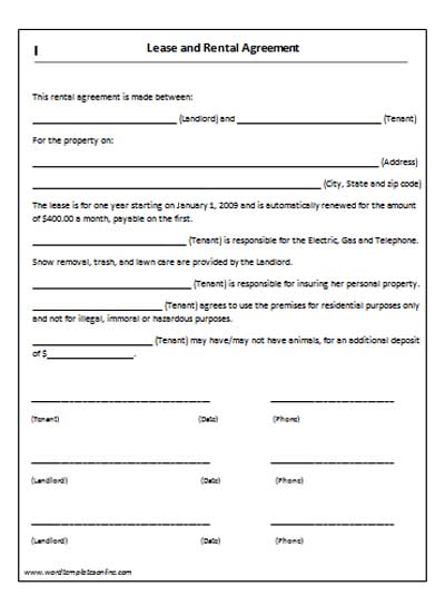 Free Lease Agreement Template Florida