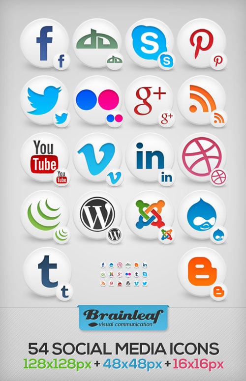 Free Social Media Icons White