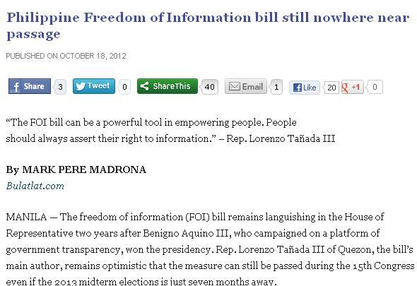 Freedom Of Information Bill Tagalog