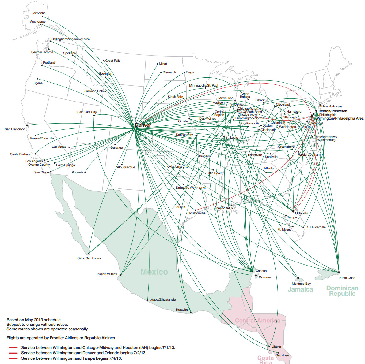 Frontier Airlines Map