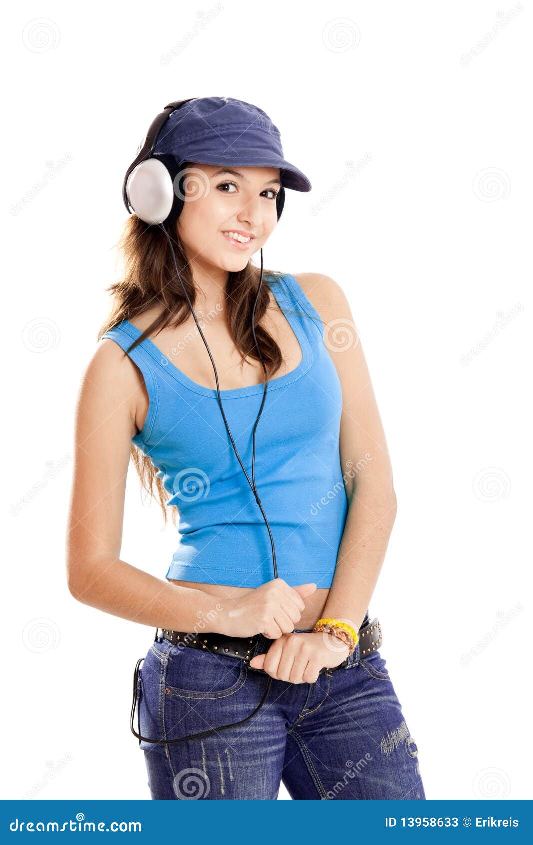 Girl Listening To Music Clipart