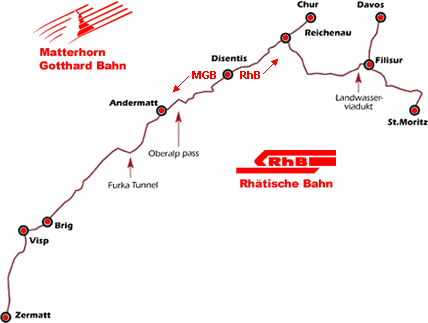 Glacier Express Map Route