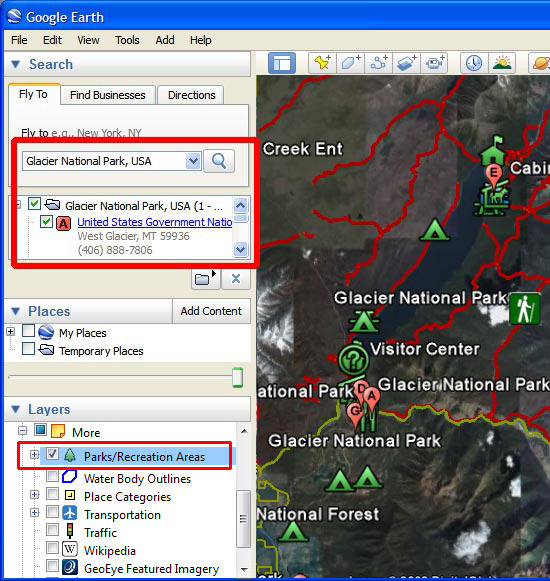 Glacier National Park Map Google