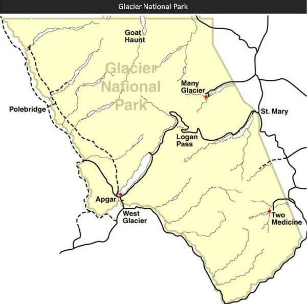 Glacier National Park Map Montana