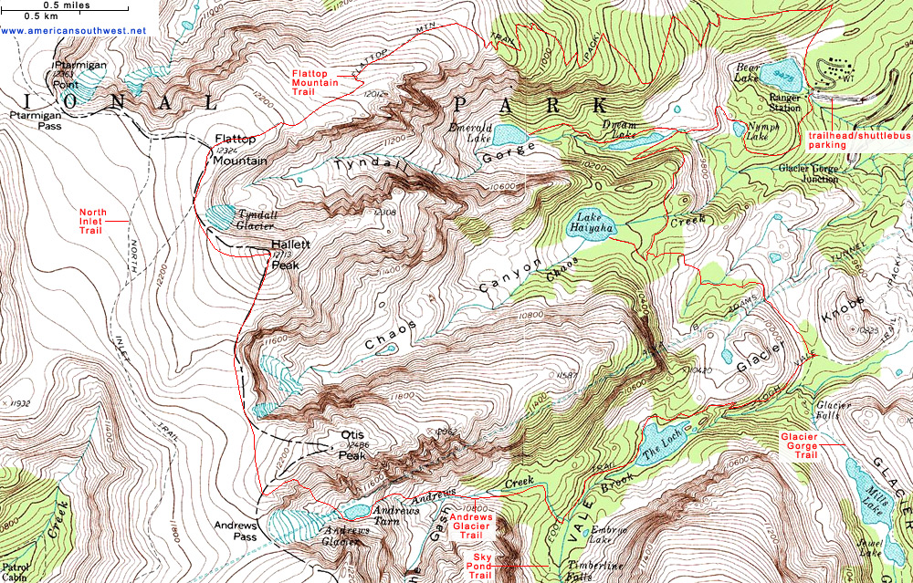 Glacier National Park Map Topo