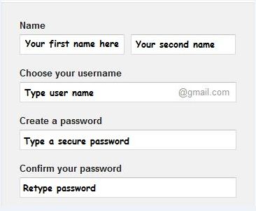 Gmail Sign Up Page