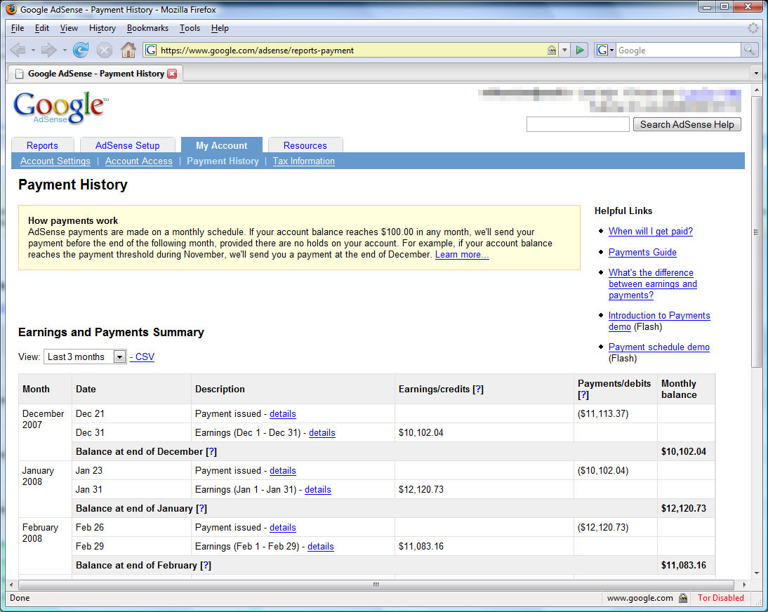 Google Adsense Check Cleared