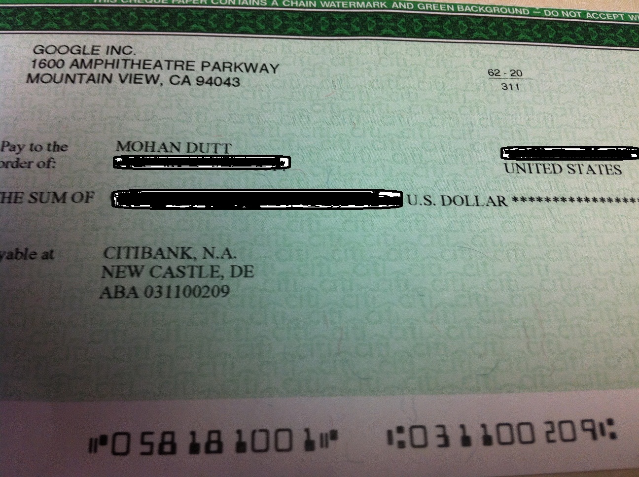 Google Adsense Check Cleared