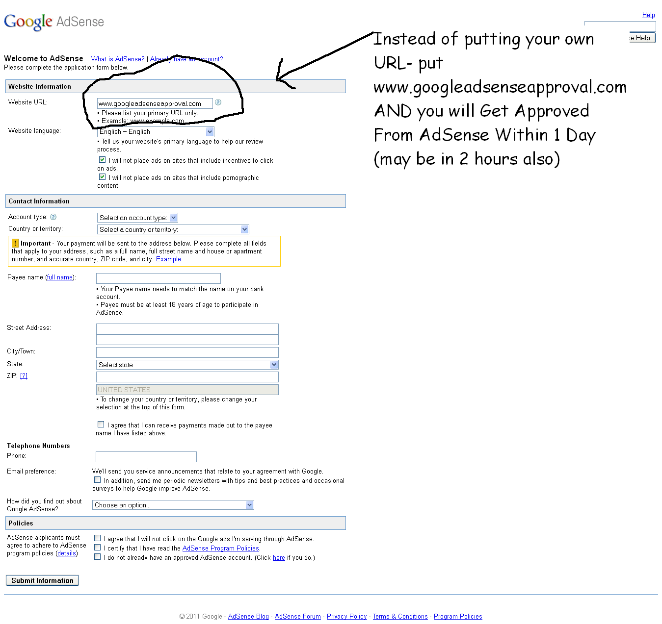 Google Adsense Payment